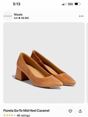 Nisolo Fiorela Mid Block Heel in Caramel Brown